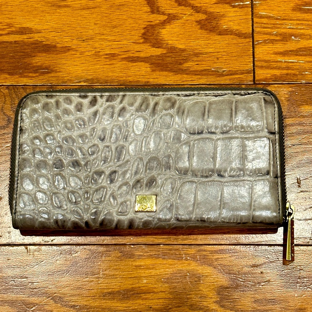 Kooba gray leather accordion wallet